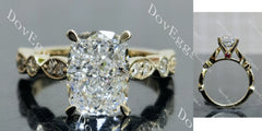 Cushion side stones moissanite engagement ring| DovEggs