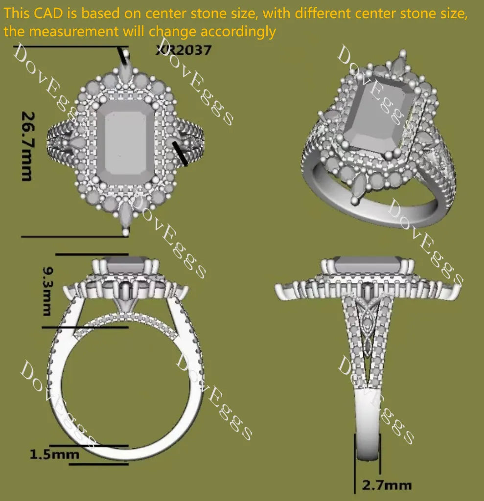 Doveggs halo pave vintage engagement ring only semi-mount only(Exclusively to DovEggs Stones)