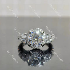 Round halo side stones moissanite engagement ring| DovEggs