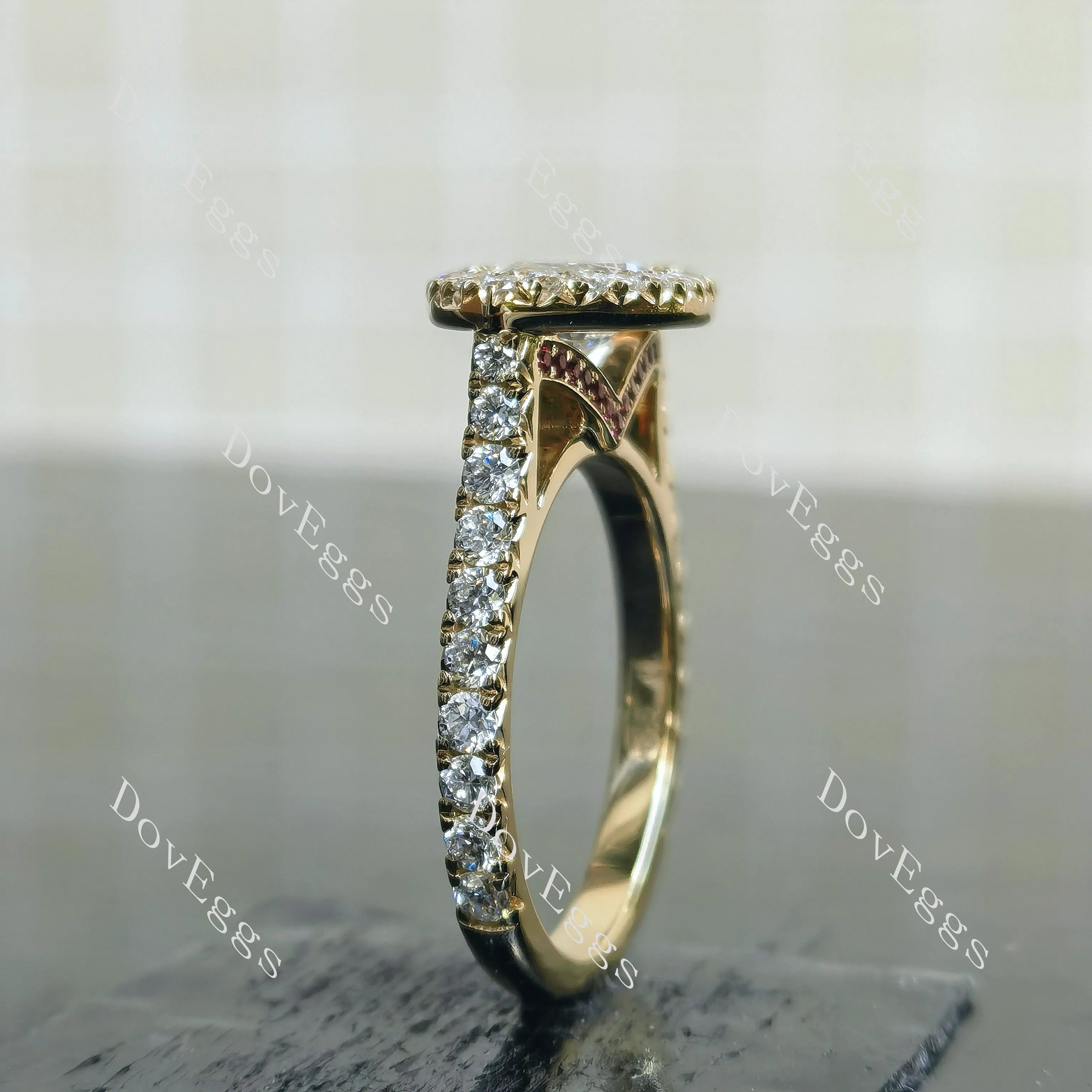 Marquise halo vintage moissanite engagement ring| DovEggs