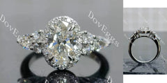 Oval halo side stones moissanite engagement ring| DovEggs