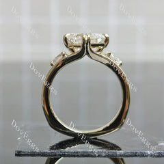 Asscher three stones moissanite engagement ring| DovEggs