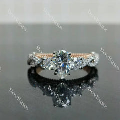 Pear pave vintage moissanite engagement ring| DovEggs