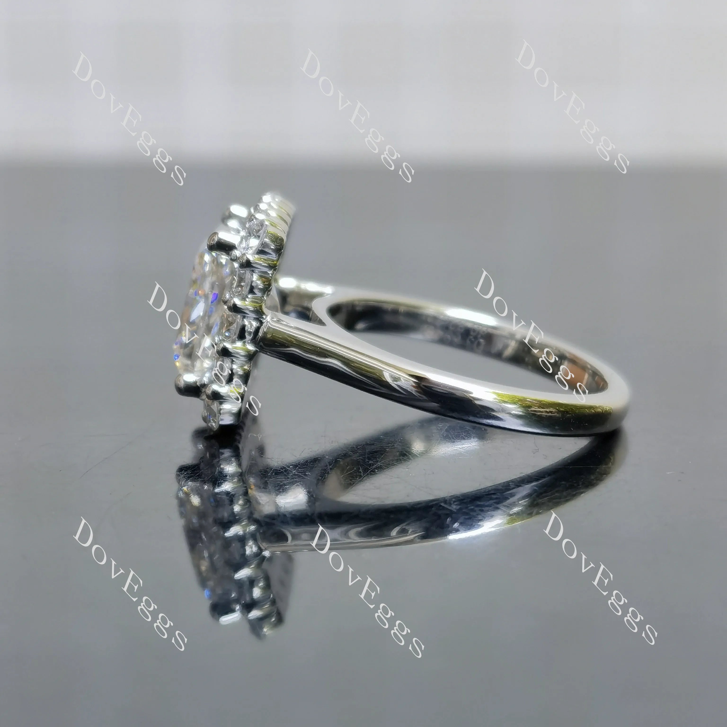 Princess halo moissanite engagement ring| DovEggs