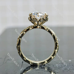Beth Lauren- Round floral pave vintage moissanite engagement ring| DovEggs