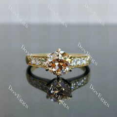 Round pave art deco moissanite engagement ring| DovEggs