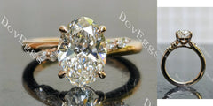 Oval side stones vintage moissanite engagement ring| DovEggs