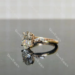 Oval side stones vintage moissanite engagement ring| DovEggs