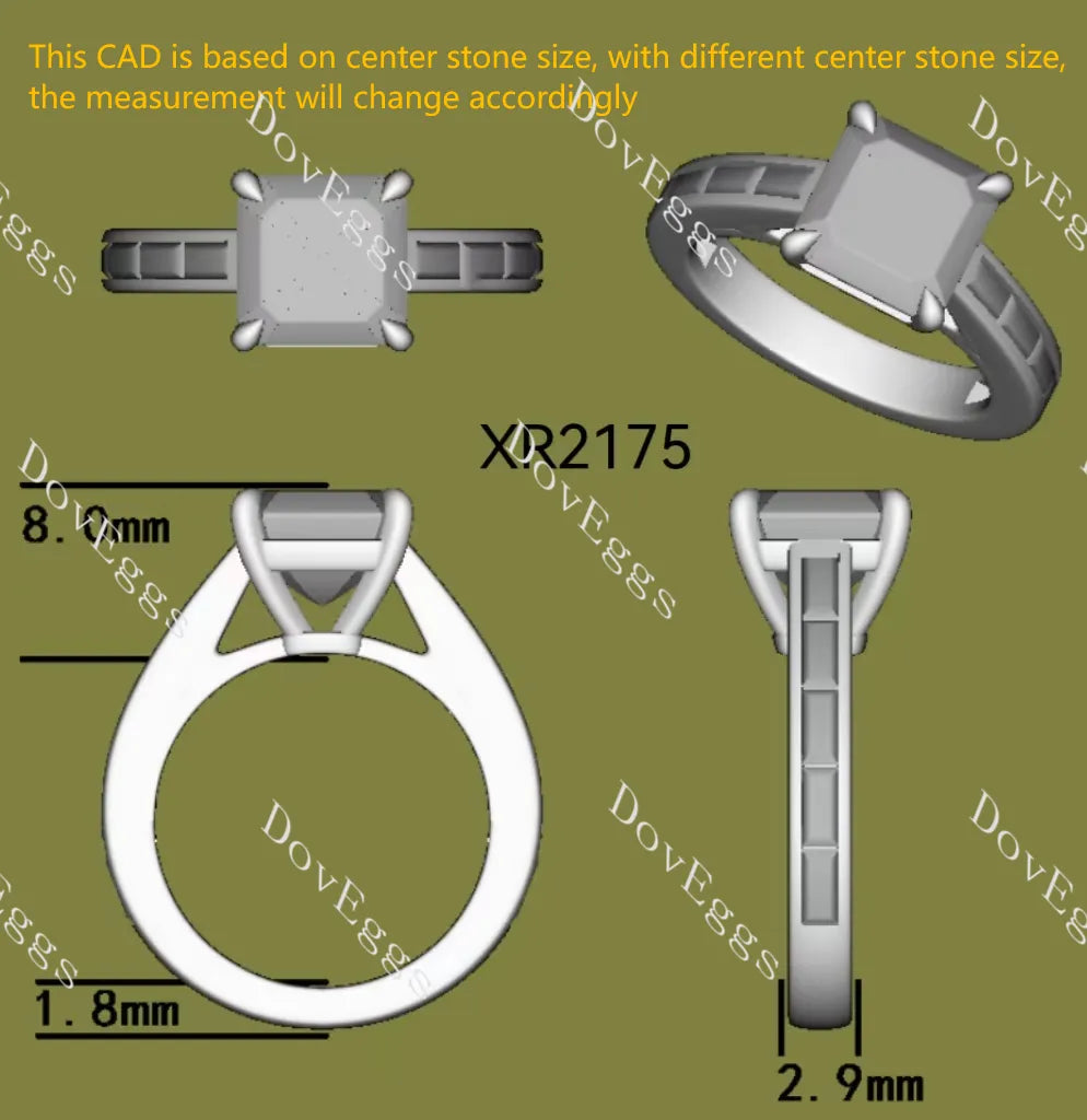 Channel pave engagement ring only semi-mount only(Exclusively to DovEggs Stones)