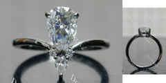 Pear art deco plated with black rhodium moissanite engagement ring| DovEggs