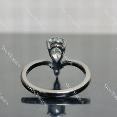 Pear art deco plated with black rhodium moissanite engagement ring| DovEggs