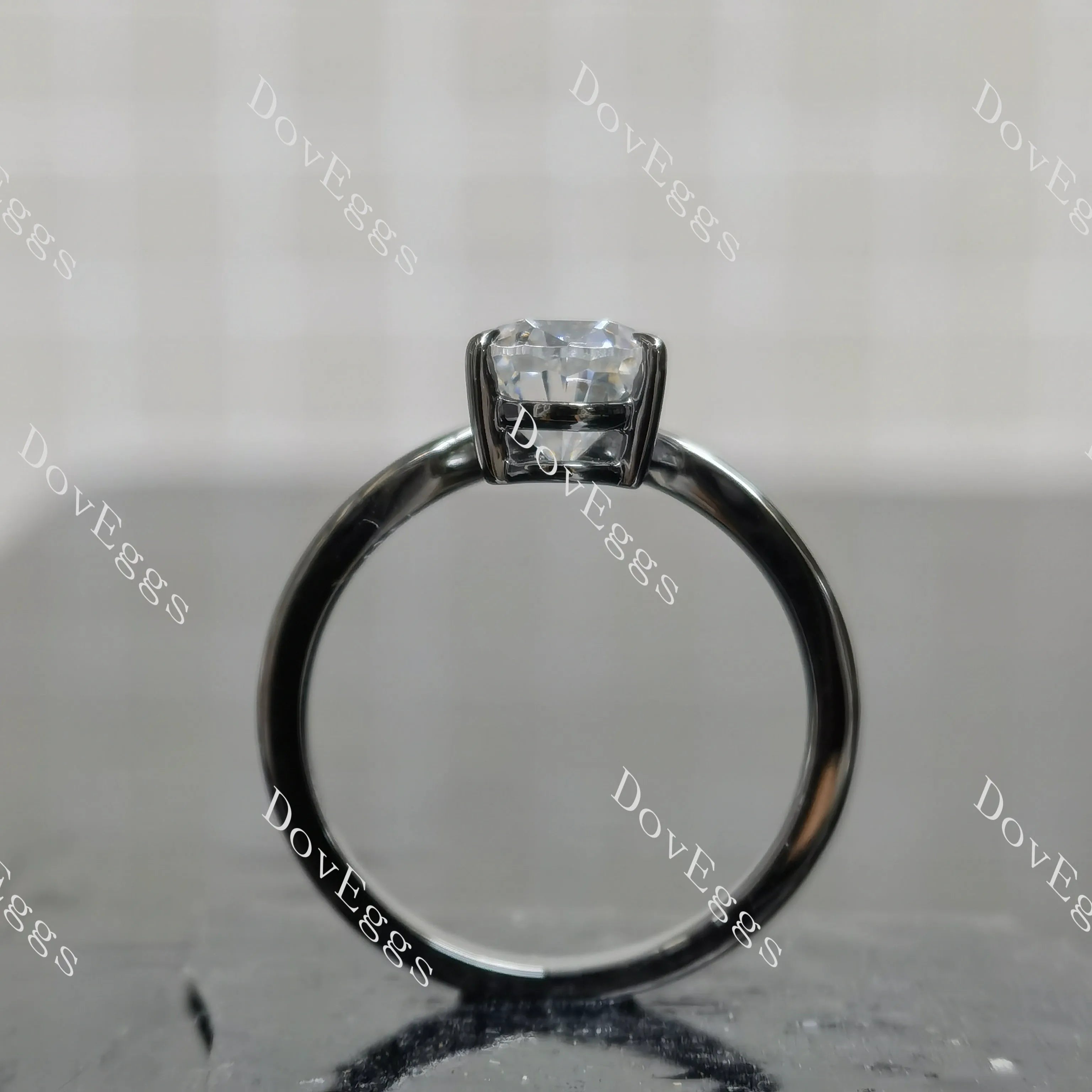 Pear art deco plated with black rhodium moissanite engagement ring| DovEggs