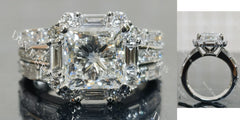 Princess halo pave art deco moissnaite engagement ring| DovEggs