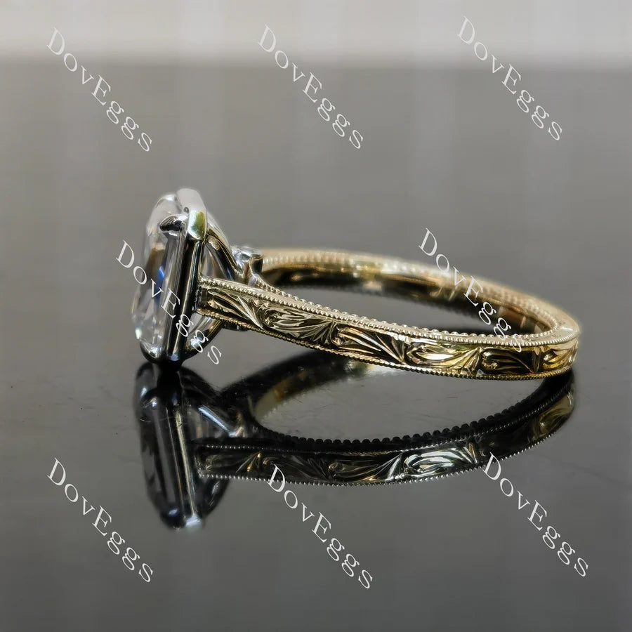 Carving bezel vintage engagement ring only semi-mount only(Exclusively to DovEggs Stones)