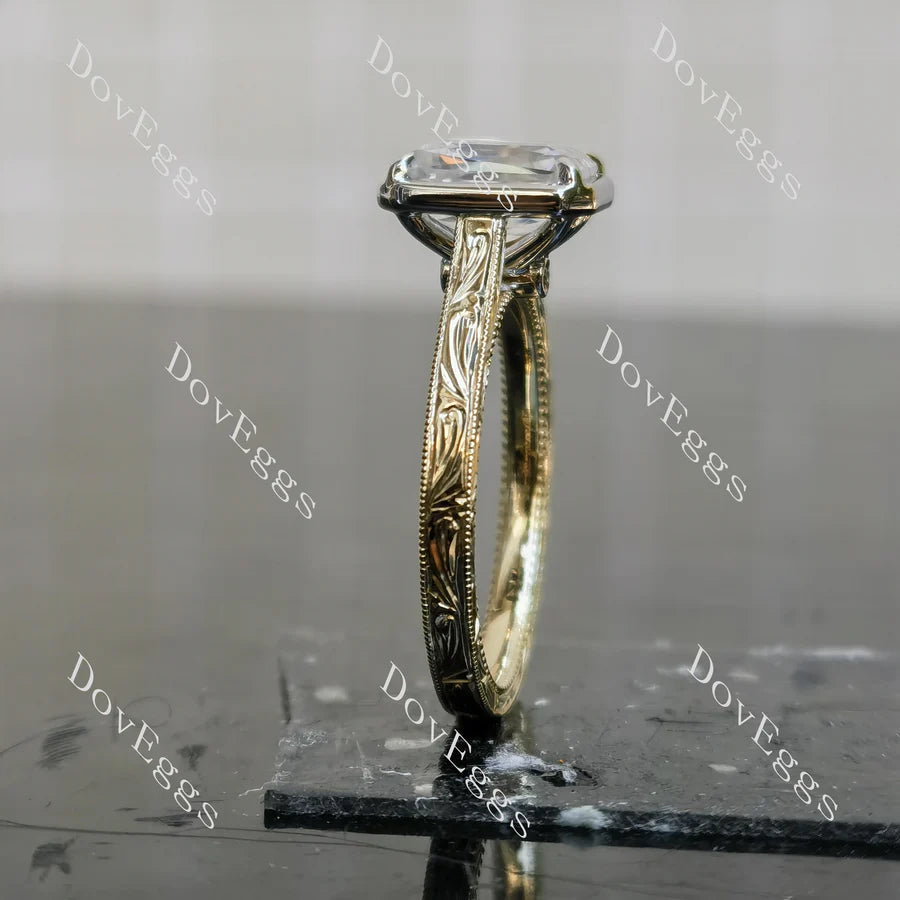 Carving bezel vintage engagement ring only semi-mount only(Exclusively to DovEggs Stones)