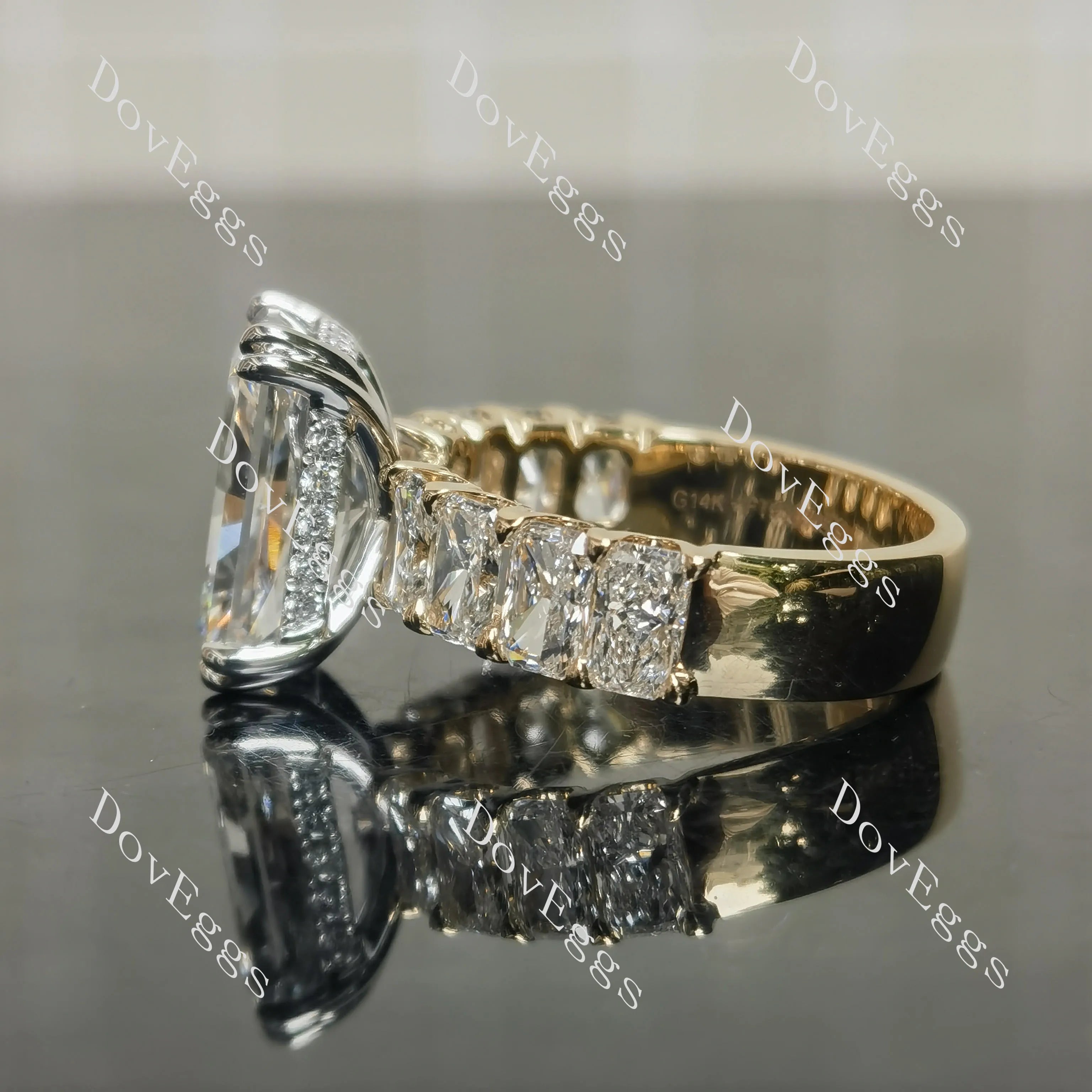 The Helena radiant vintage pave moissnaite engagement ring| Doveggs