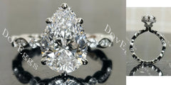 Pear pave hidden halo moissanite engagement ring| DovEggs