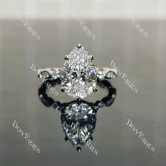 Pear pave hidden halo moissanite engagement ring| DovEggs