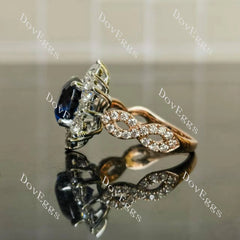Round floral halo colored gem engagement ring | Doveggs