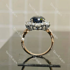 Round floral halo colored gem engagement ring | Doveggs
