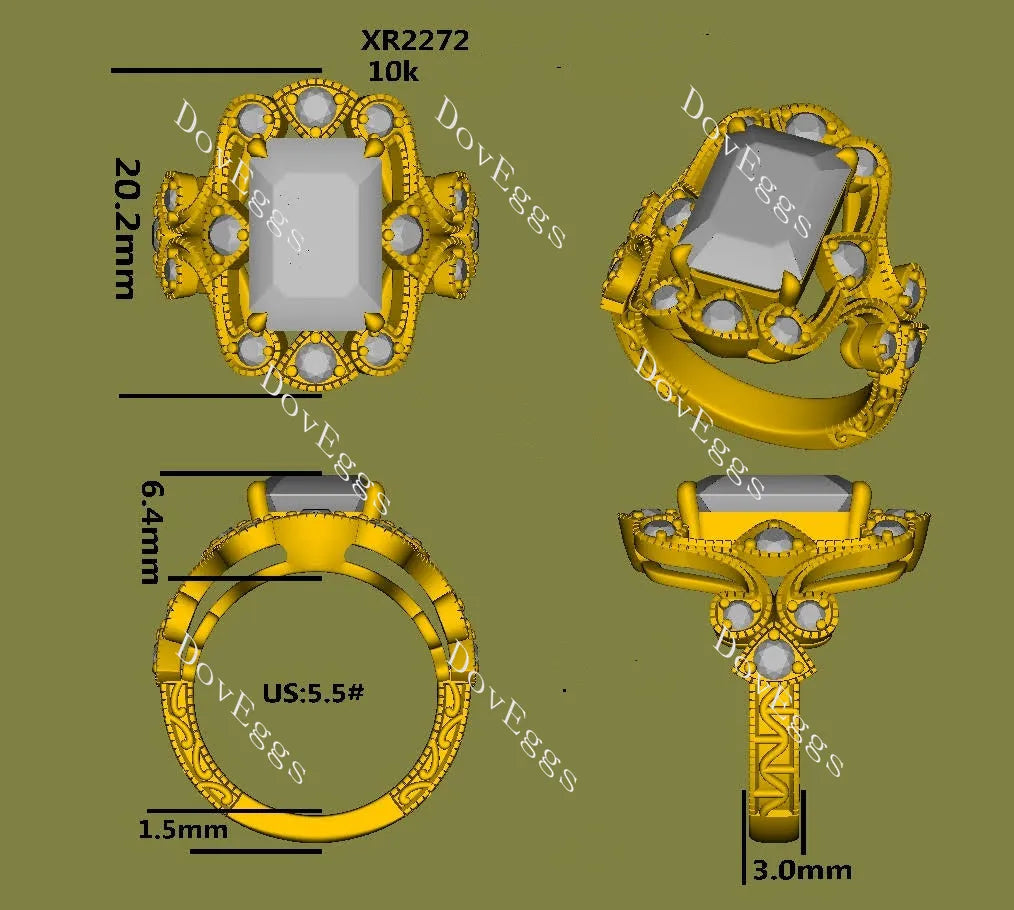 Vintage art deco engagement ring semi-mount only(Exclusively to DovEggs Stones)