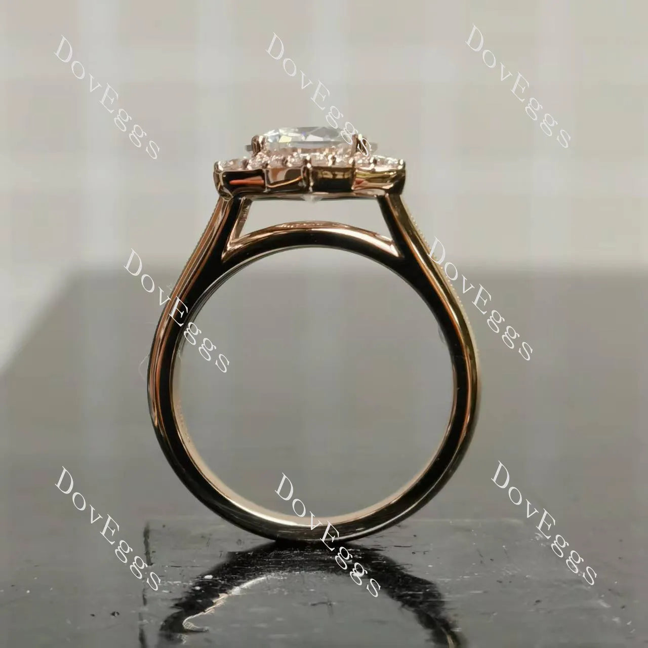 The Kendal Marie Octagon floral halo pave moissanite engagement ring | Doveggs