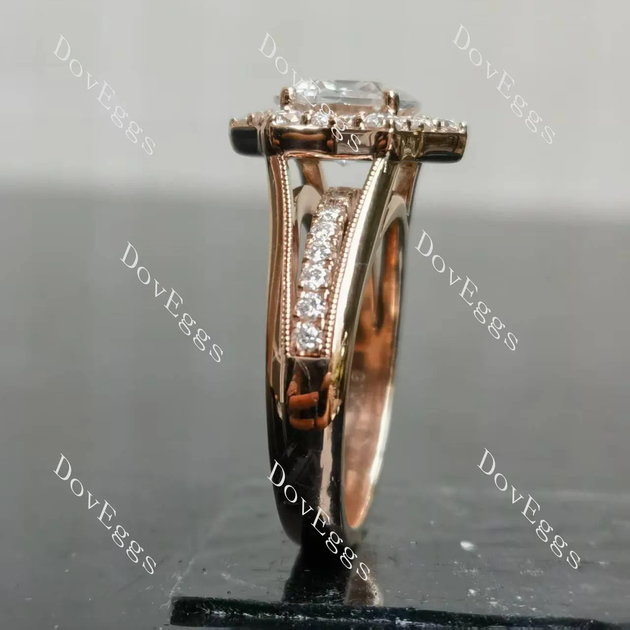 The Kendal Marie Octagon floral halo pave moissanite engagement ring | Doveggs