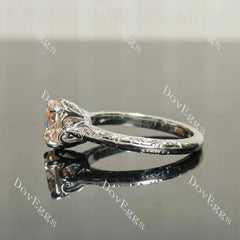 Round basket hand carved moissanite engagement ring | Doveggs