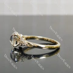 Oval side stone moissanite engagement ring| Doveggs
