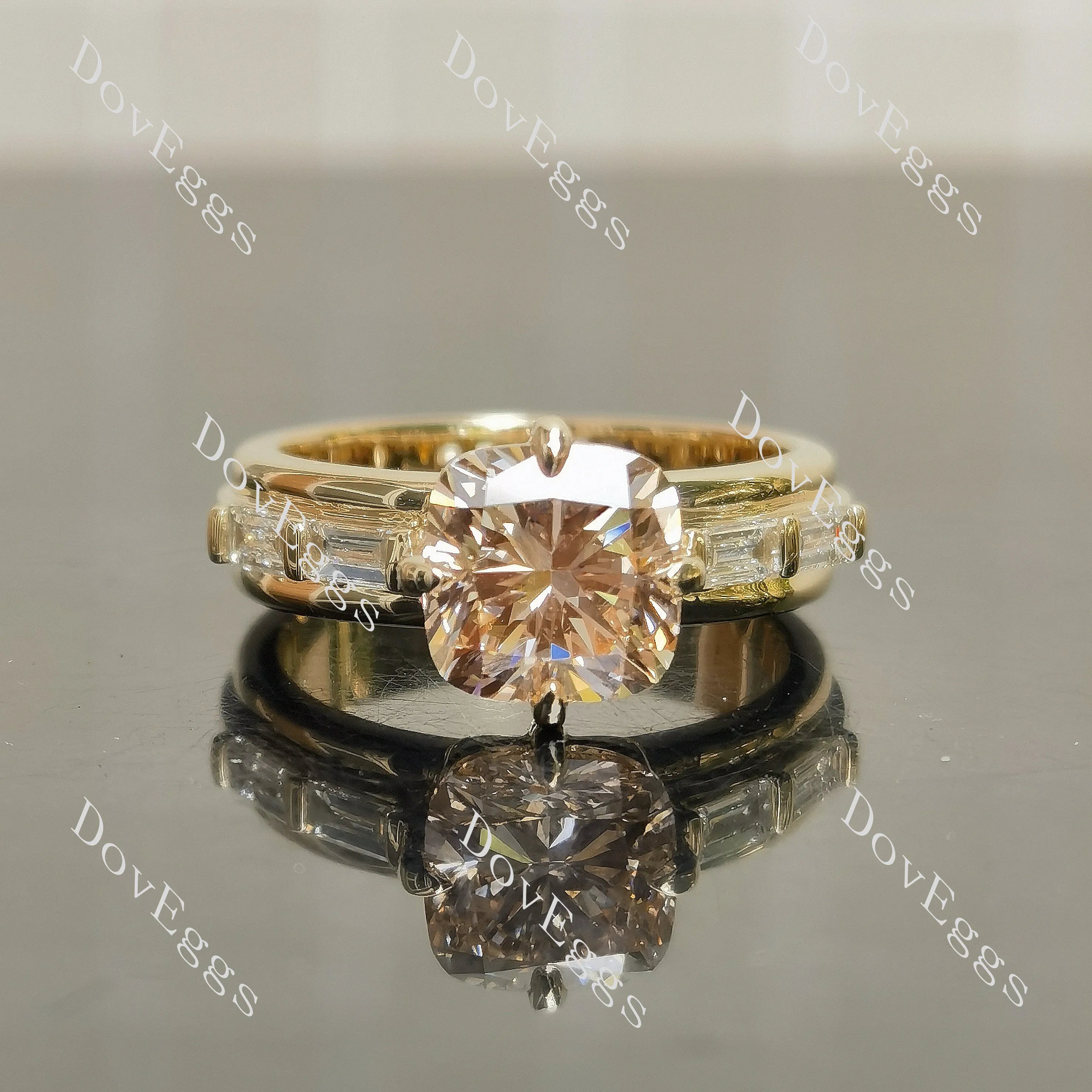 Side stones engagement ring only semi-mount only(Exclusively to DovEggs Stones)