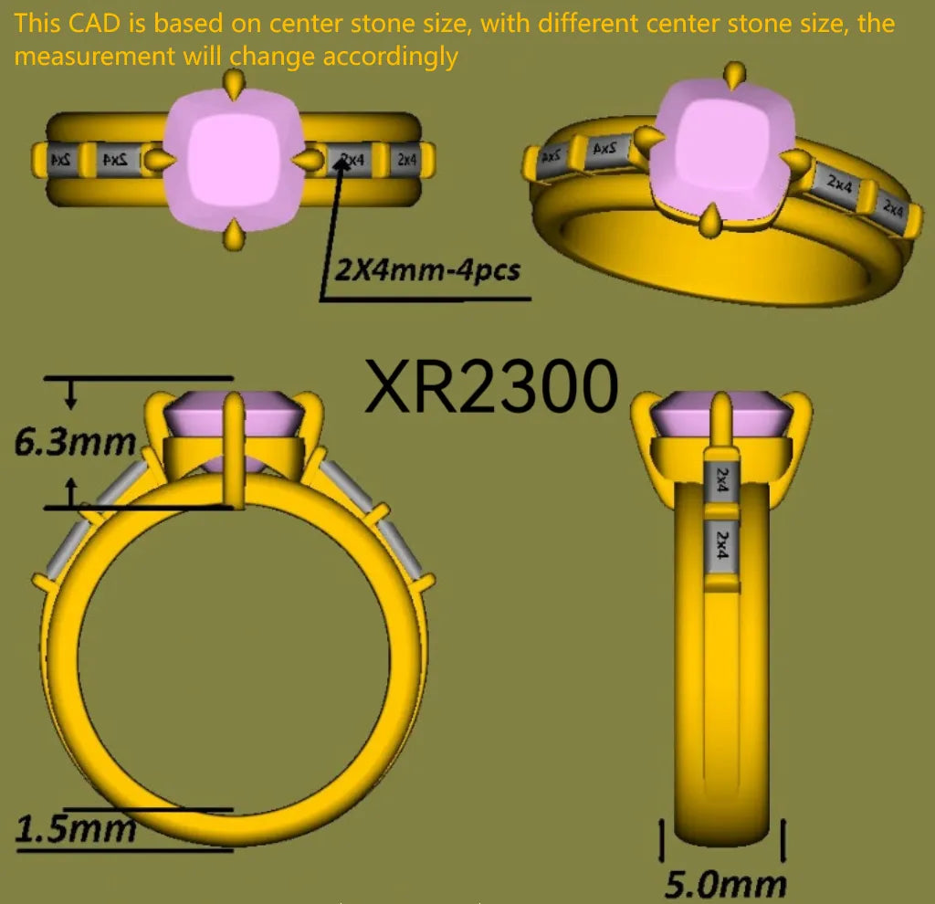 Side stones engagement ring only semi-mount only(Exclusively to DovEggs Stones)