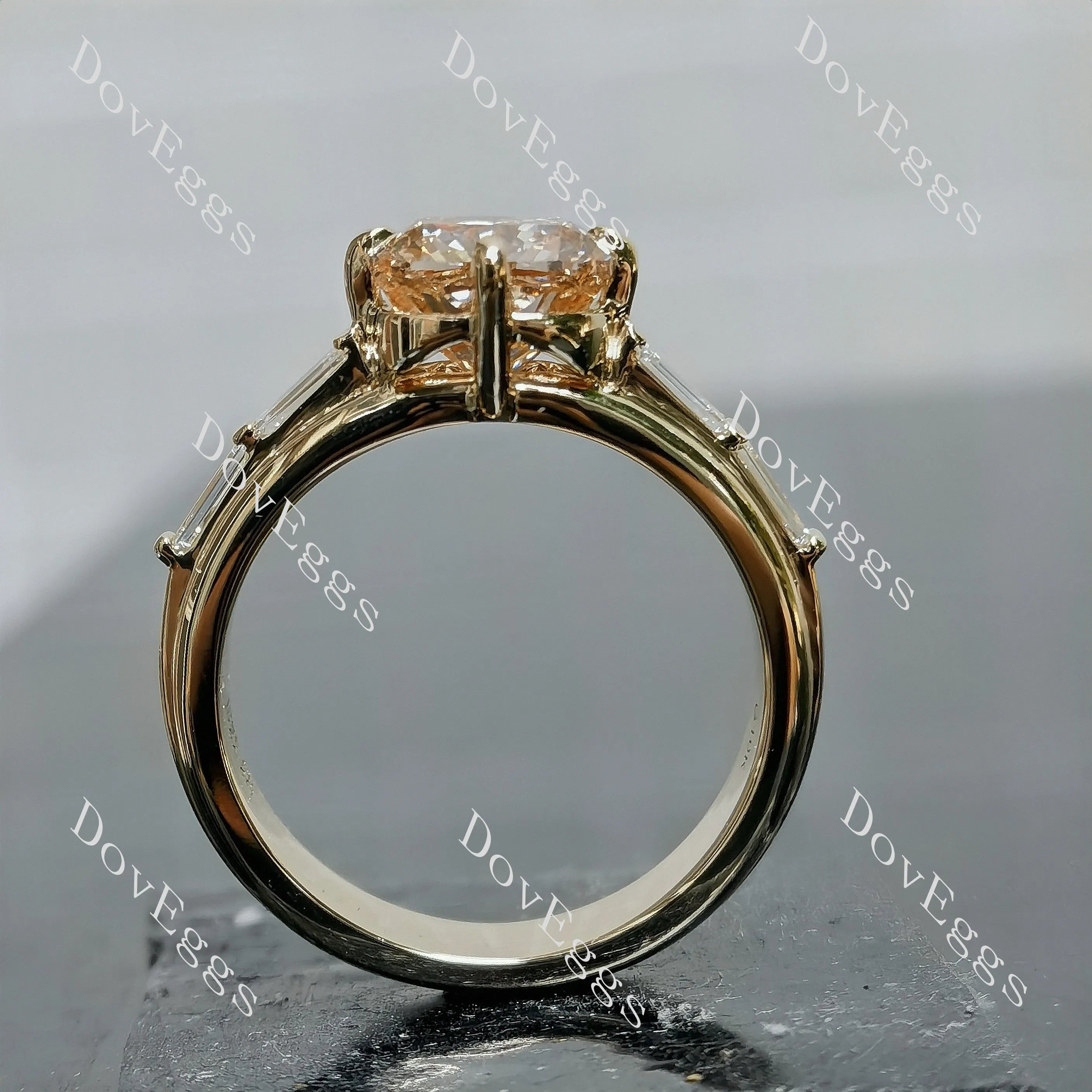 Cushion side stones moissanite engagement ring | Doveggs