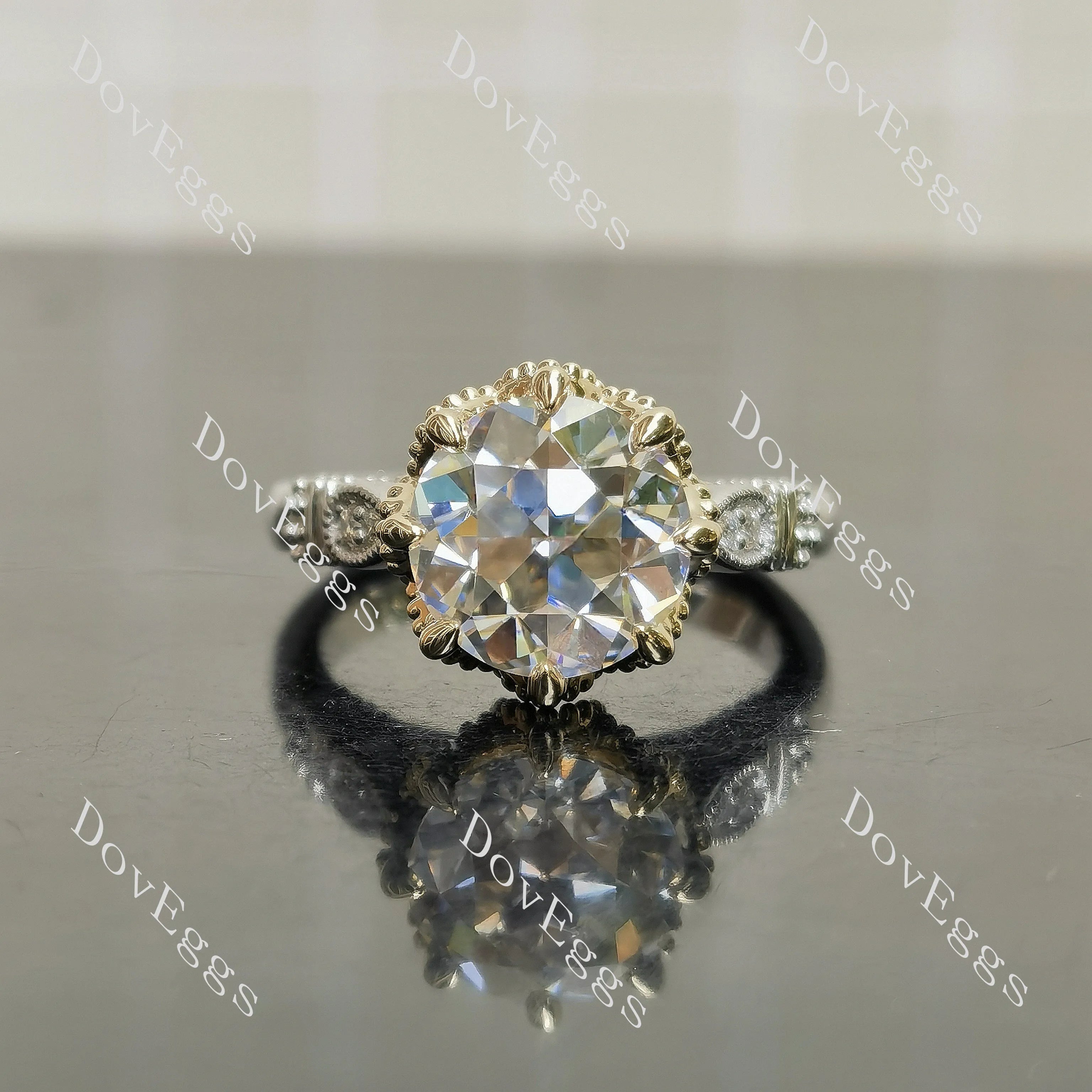 Vintage art deco engagement ring only semi-mount only(Exclusively to DovEggs Stones)
