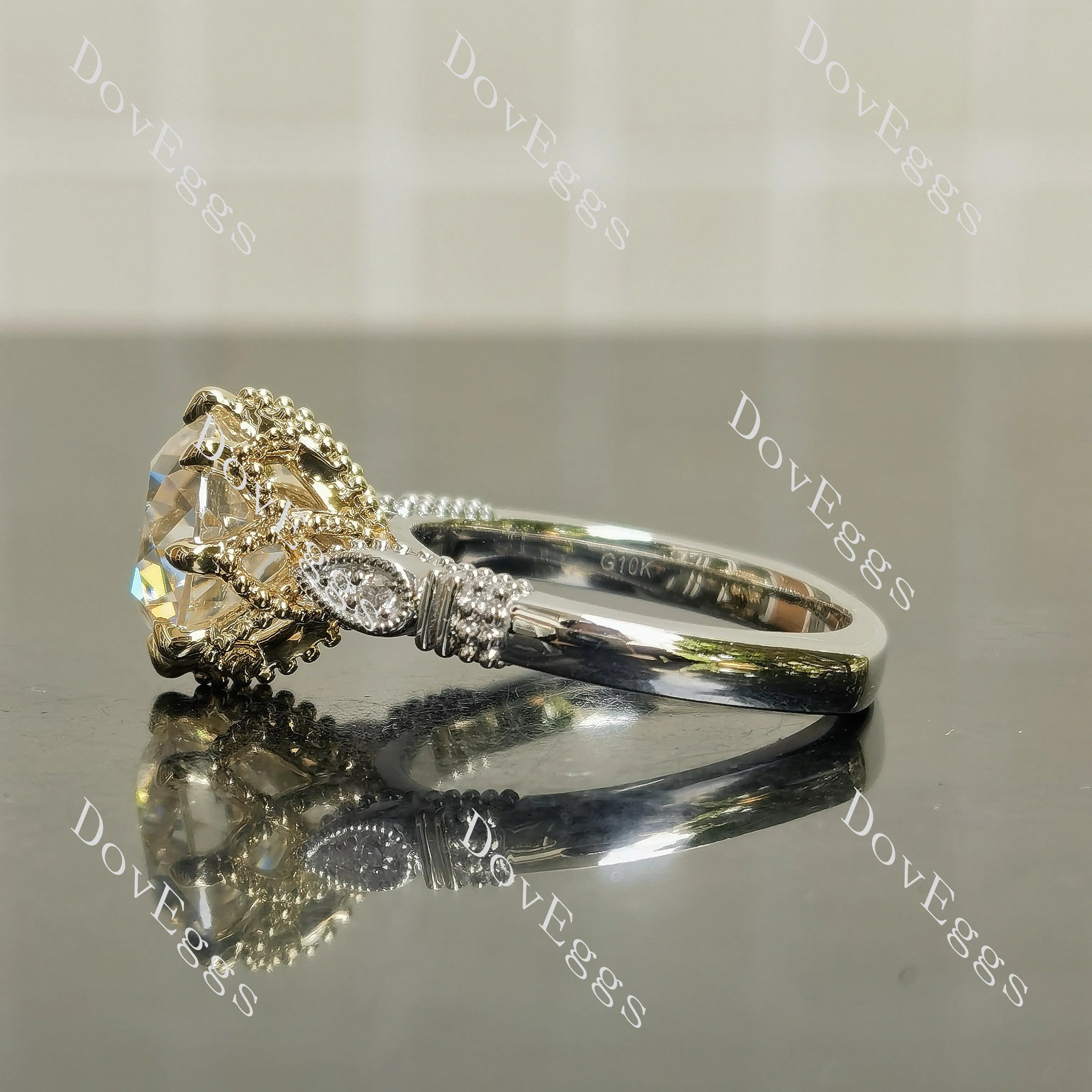 Vintage art deco engagement ring only semi-mount only(Exclusively to DovEggs Stones)