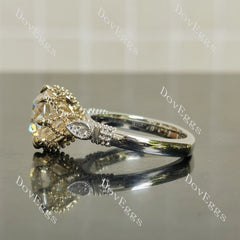 Round vintage art deco moissanite engagement ring | Doveggs