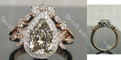 Pear halo pave art deco moissanite engagement ring| DovEggs