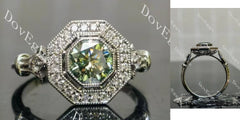Octagon halo pave art deco moissanite engagement ring| DovEggs