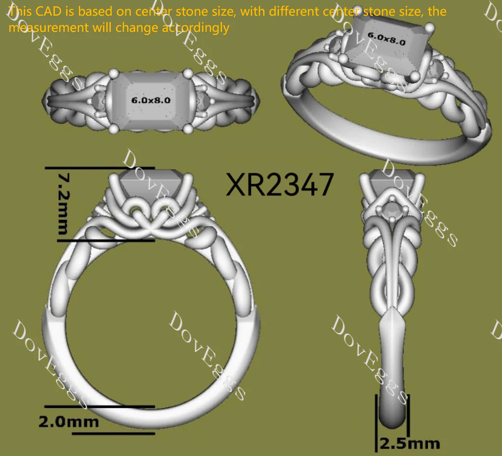 Vintage side stones pattern braided engagement ring only semi-mount only(Exclusively to DovEggs Stones)