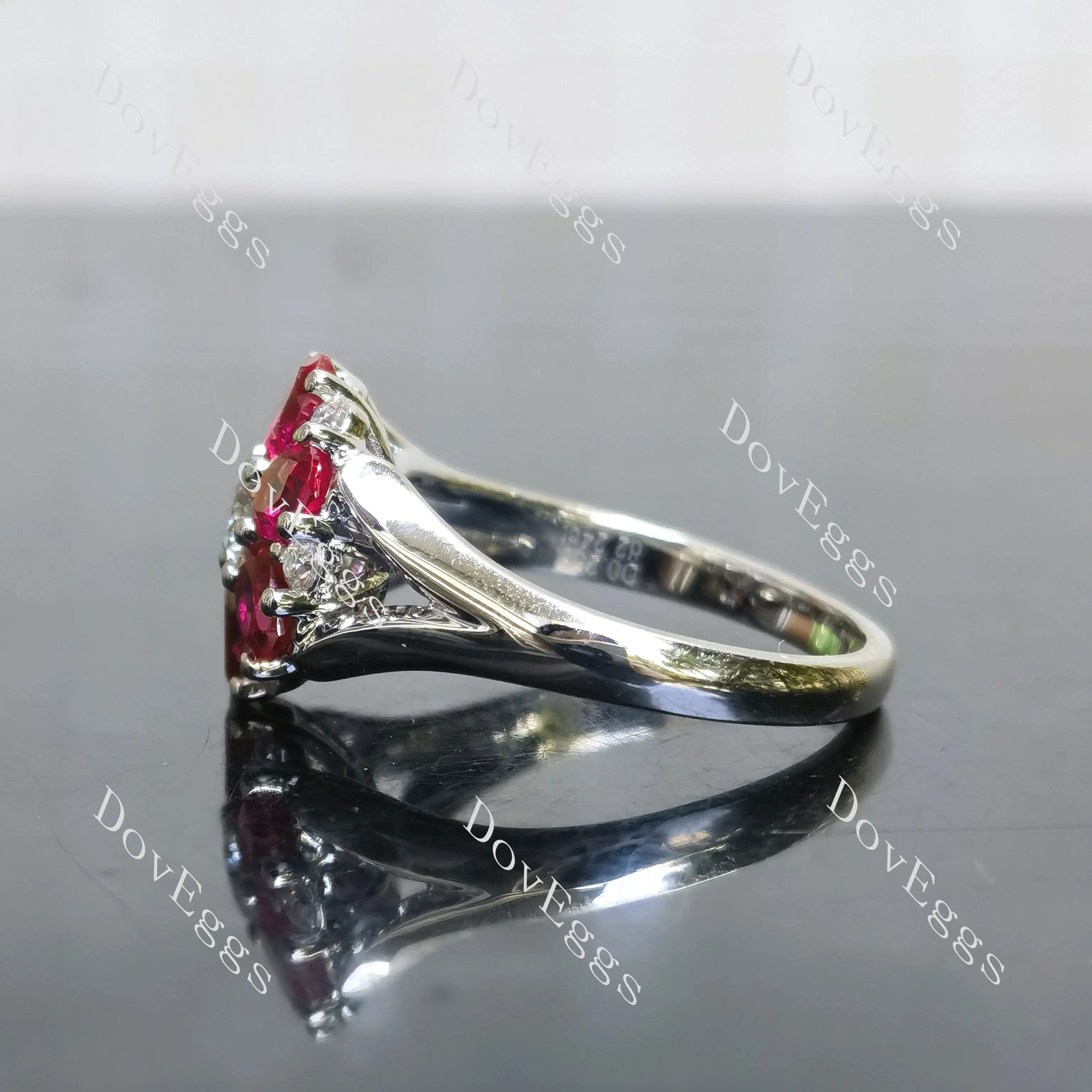 Round oval floral colored gem/moissanite engagement ring/wedding band| Doveggs