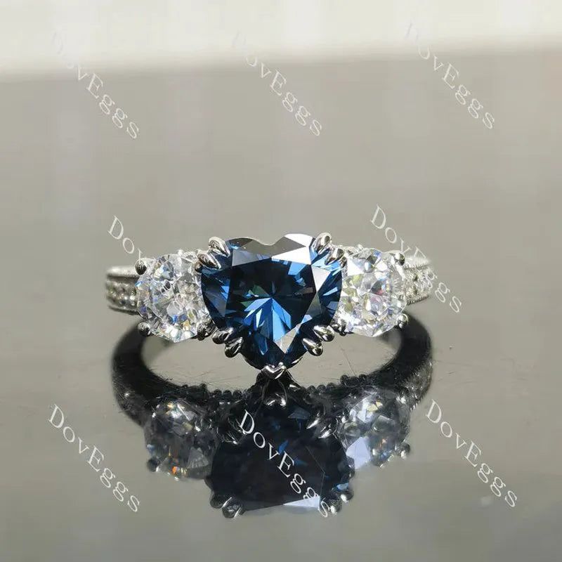 Three stones pave vintage lab diamond engagement ring only semi-mount only(Exclusively to DovEggs Stones)
