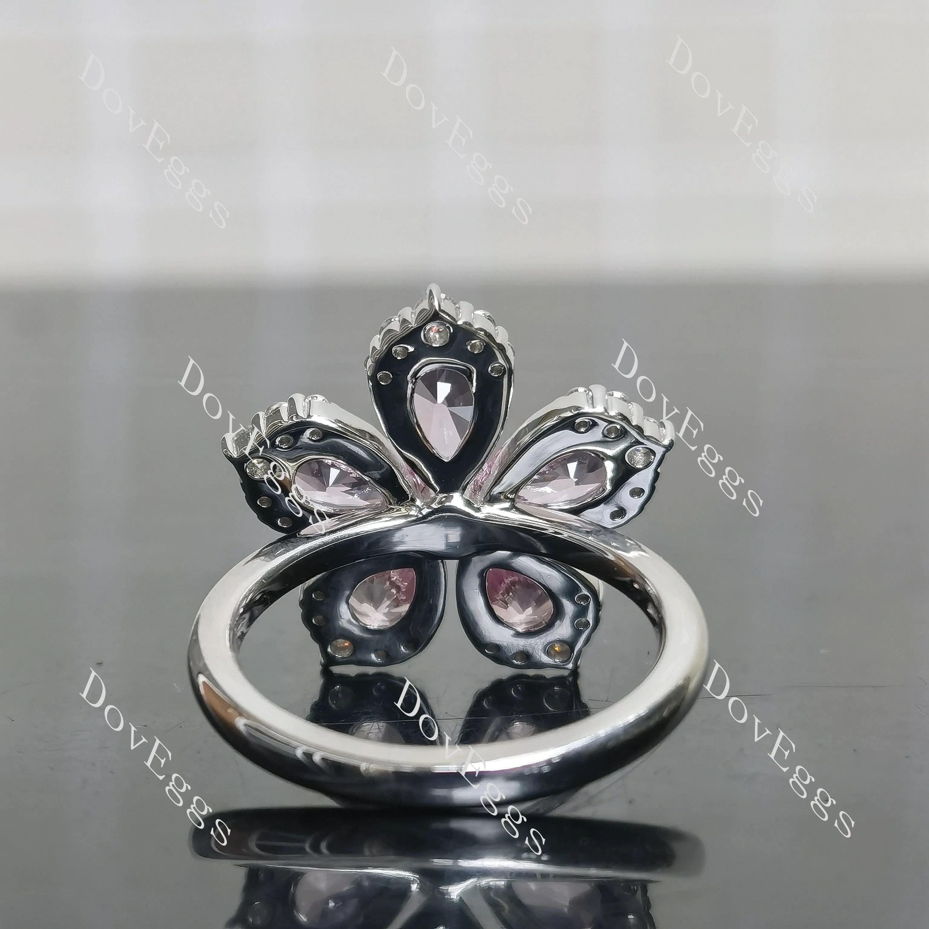 The Cherry Blossom Ring by Angel- Pear floral art deco colored gem engagement ring/wedding band| Doveggs