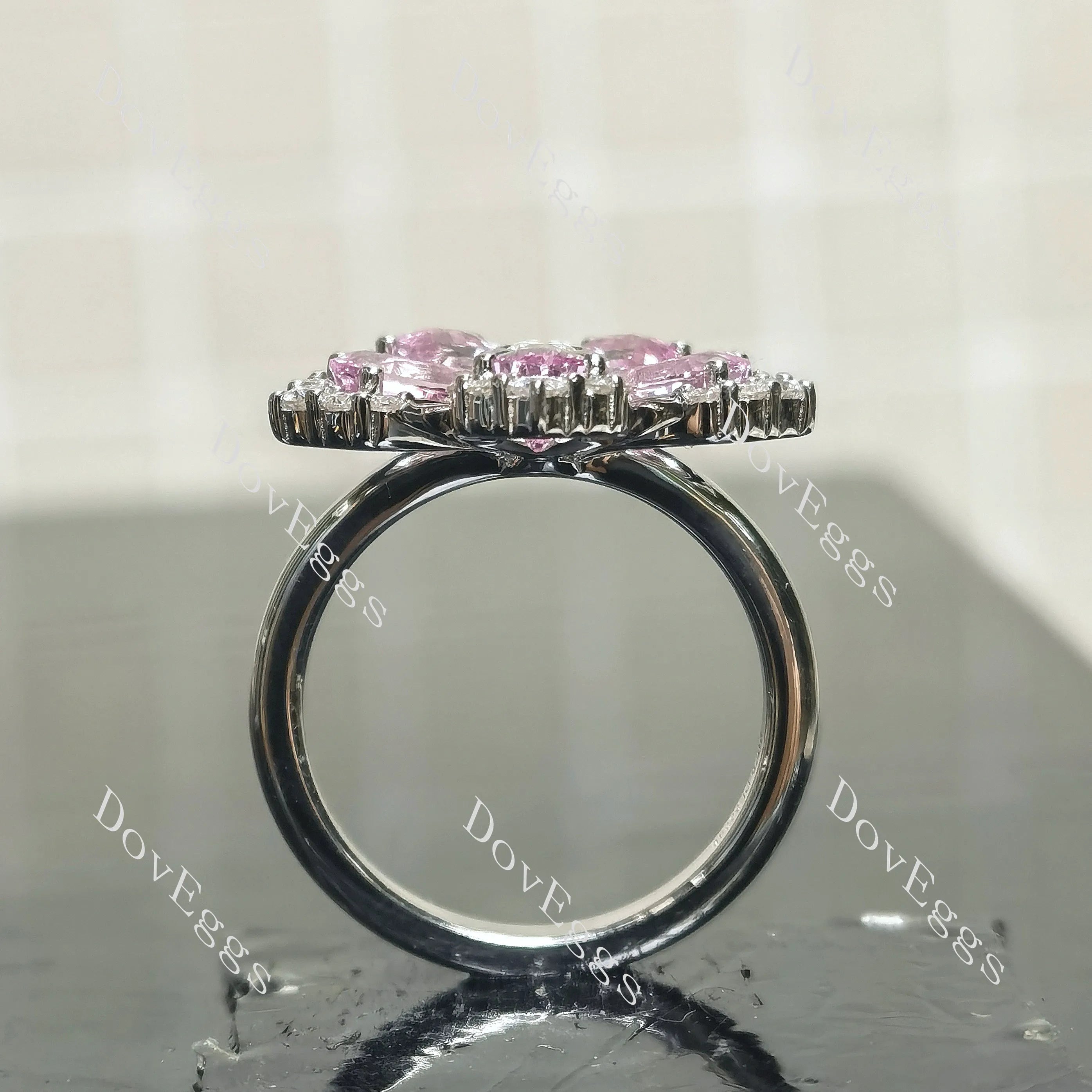 The Cherry Blossom Ring by Angel- Pear floral art deco colored gem engagement ring/wedding band| Doveggs