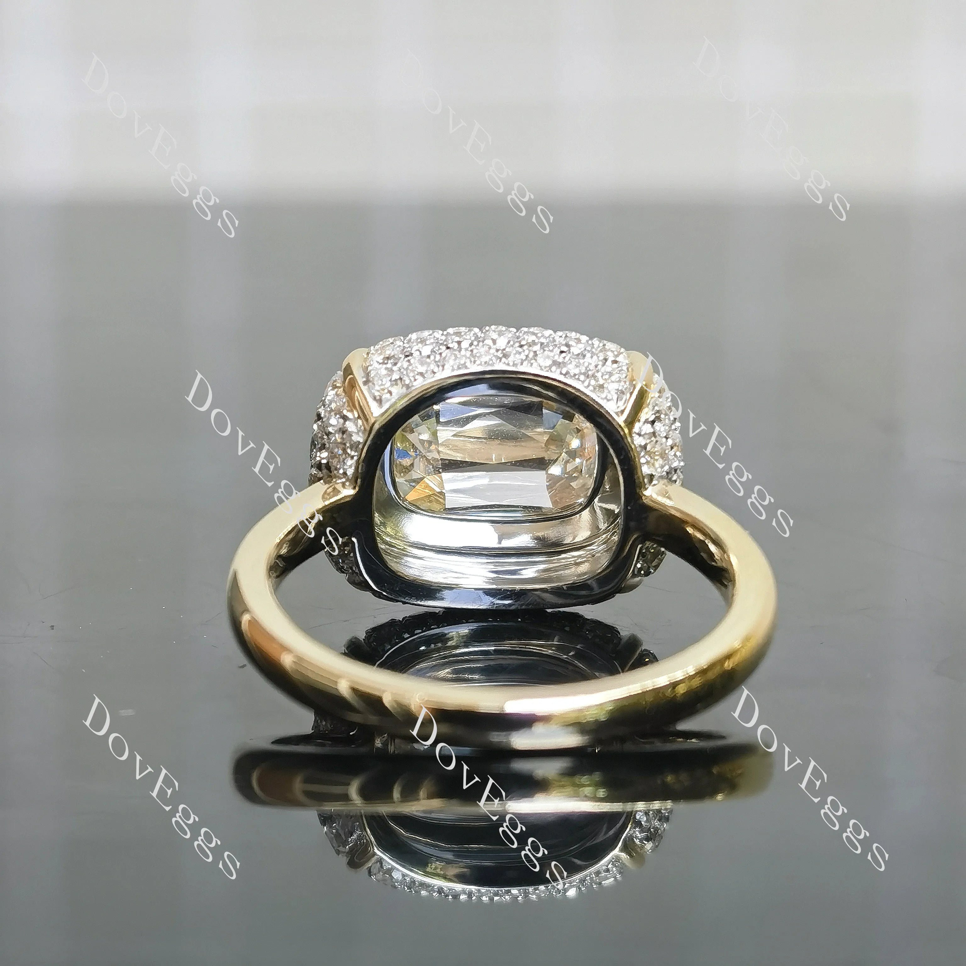 A girl's best friend-Cushion multi layer halo moissanite engagement ring| DovEggs