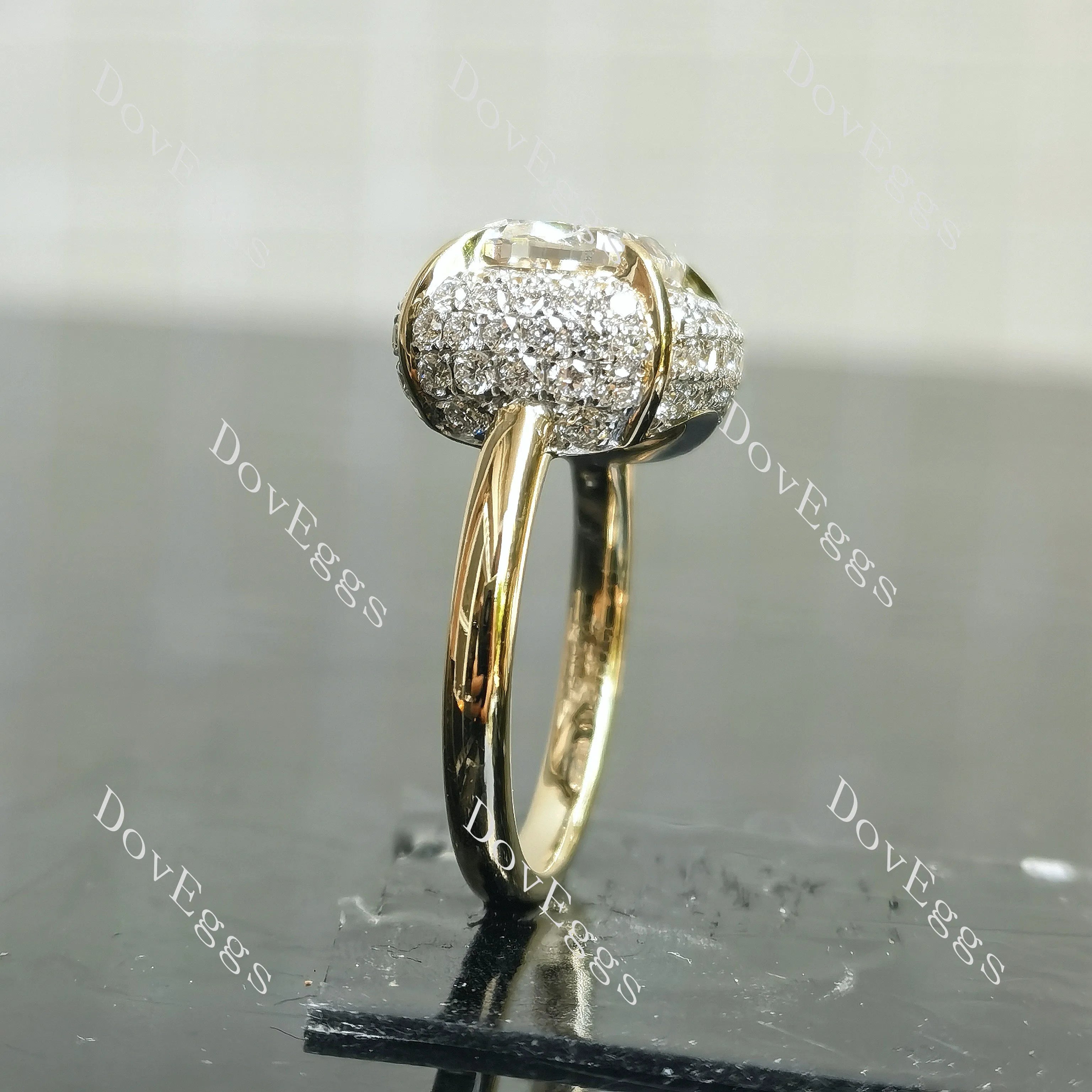 A girl's best friend-Cushion multi layer halo moissanite engagement ring| DovEggs