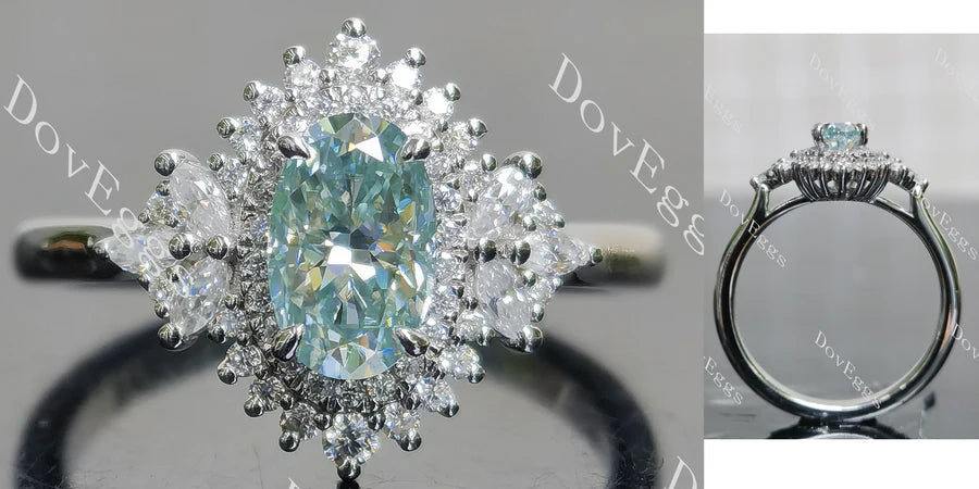 Halo side stones lab diamond engagement ring only semi-mount only(Exclusively to DovEggs Stones)