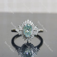 Halo side stones lab diamond engagement ring only semi-mount only(Exclusively to DovEggs Stones)