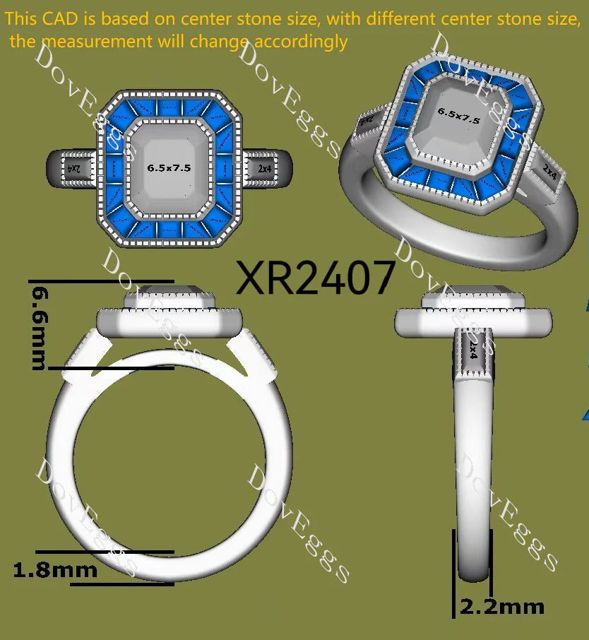 Pave halo lab diamond engagement ring only semi-mount only(Exclusively to DovEggs Stones)
