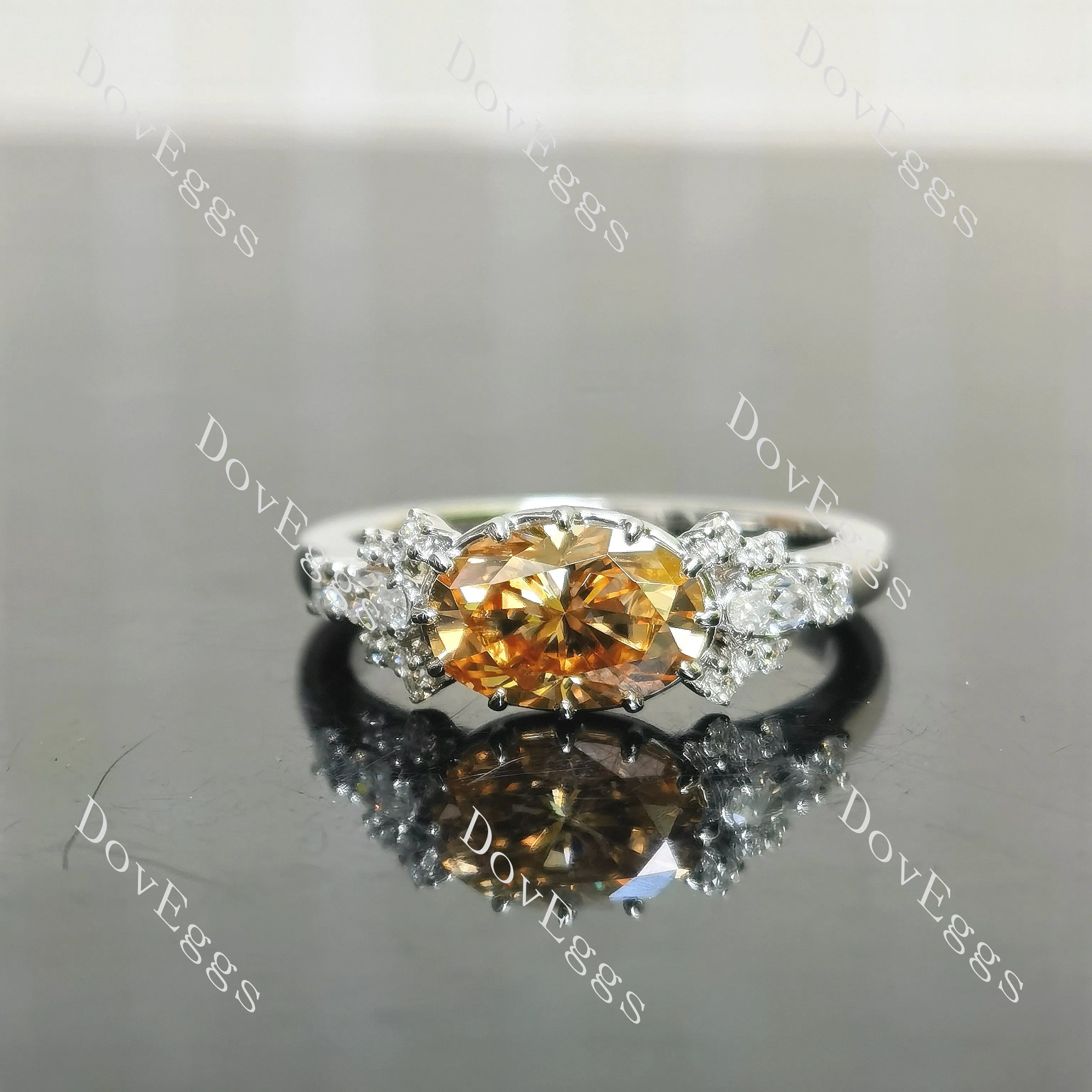 Pave vintage lab diamond engagement ring only semi-mount only(Exclusively to DovEggs Stones)