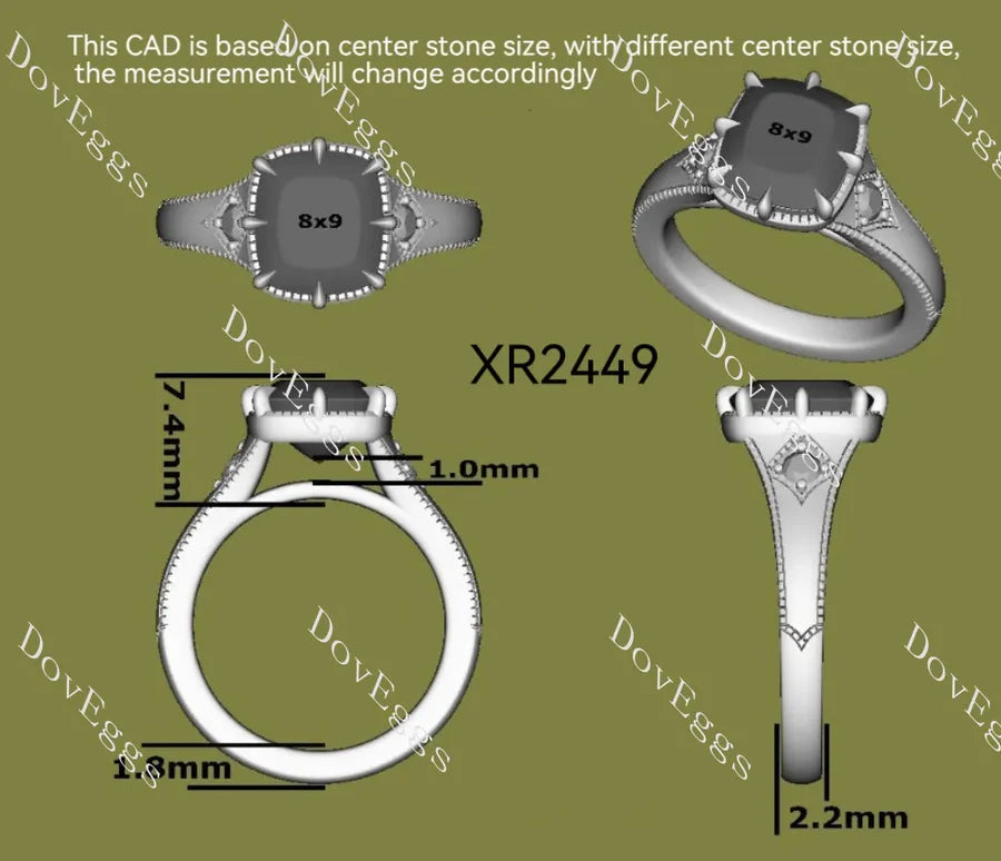 Carved pave vintage lab diamond engagement ring only semi-mount only(Exclusively to DovEggs Stones)