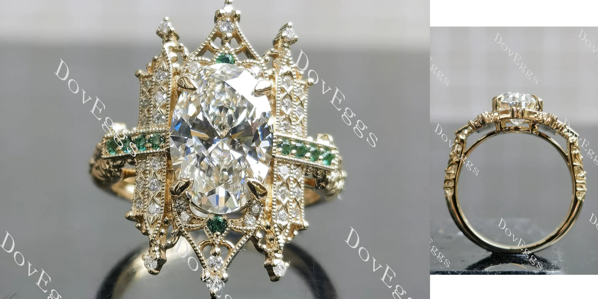 Vintage art deco pave ethical lab diamond engagement ring only semi-mount only(Exclusively to DovEggs Stones)